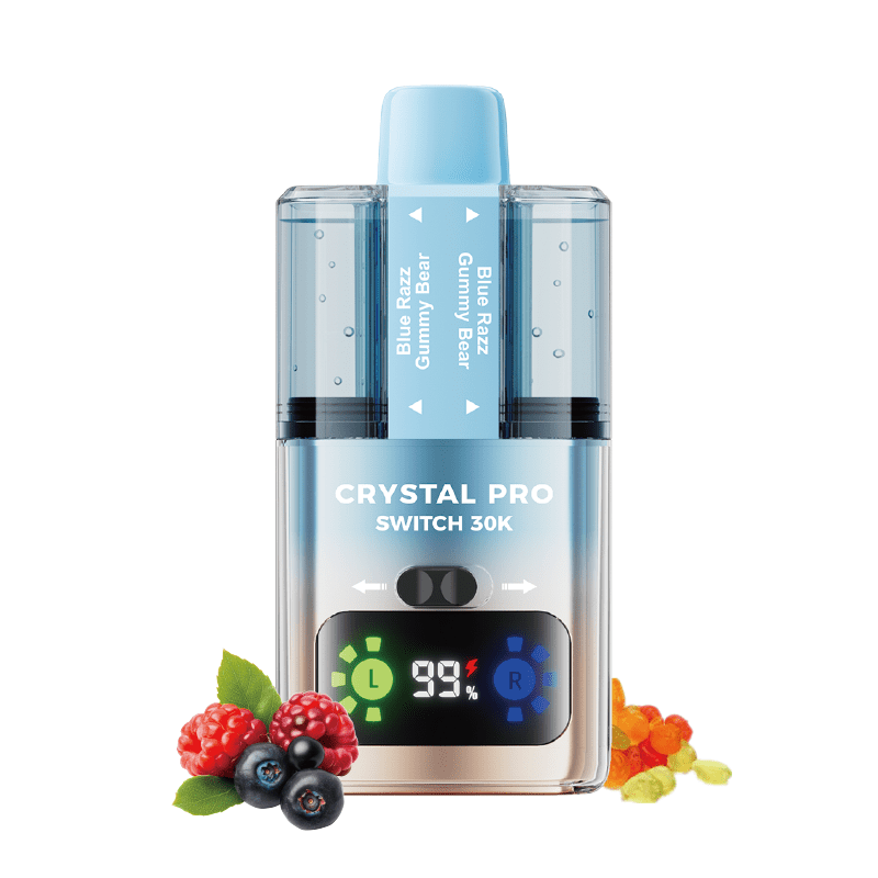 Crystal Pro Switch 30k Prefilled Pod Vape Kit Box of 5 Blue Razz Gummy Bear