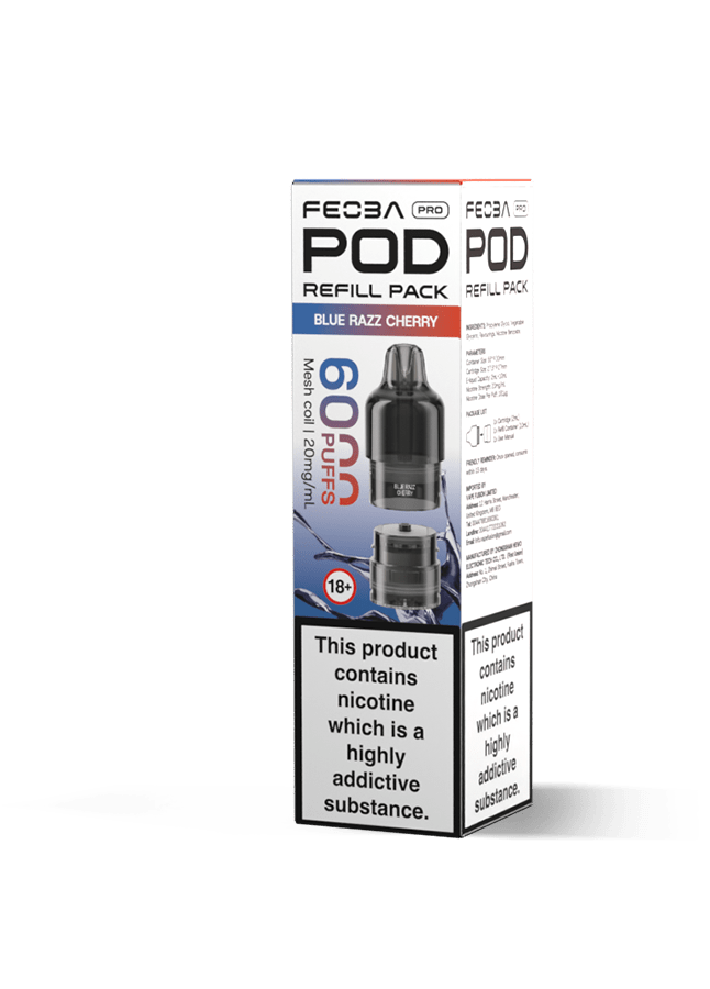 Feoba Pro 6000+ Replacement Pods Pack of 5 Blue Razz Cherry