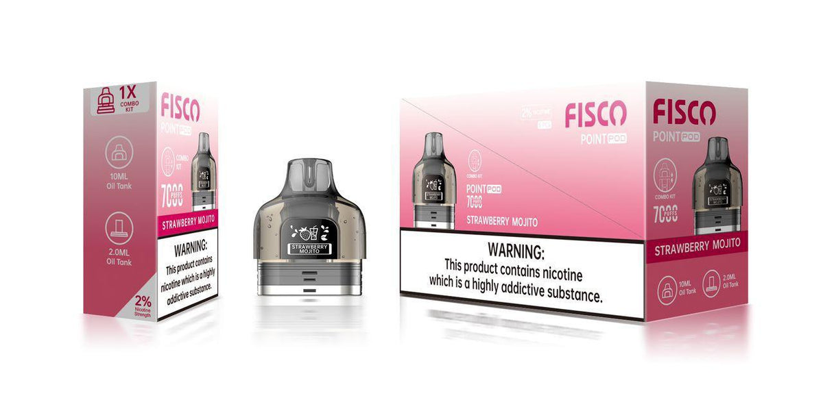 Fisco Point Pro 7000 Replacement Pods Pack of 5 Strawberry Mojito