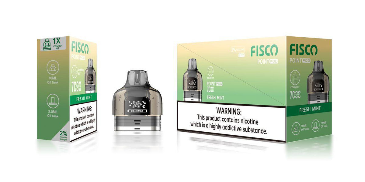 Fisco Point Pro 7000 Replacement Pods Pack of 5 Fresh Mint