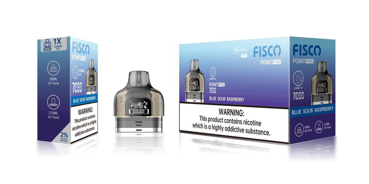 Fisco Point Pro 7000 Replacement Pods Pack of 5 Blue Sour Raspberry