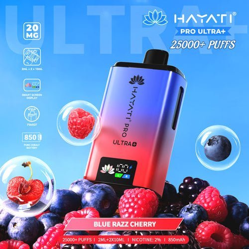 Hayati Pro Ultra Plus 25k Vape Kit Box of 5 Blue Razz Cherry