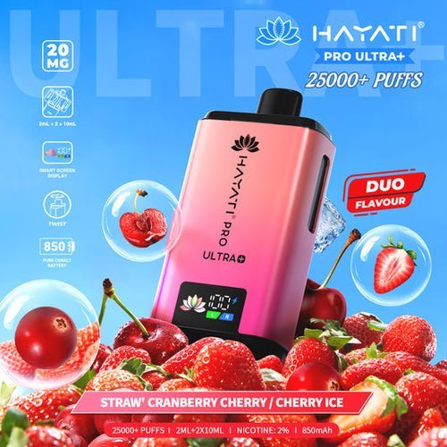 Hayati Pro Ultra Plus 25k Vape Kit Box of 5 Strawberry Cranberry Cherry / Cherry Ice