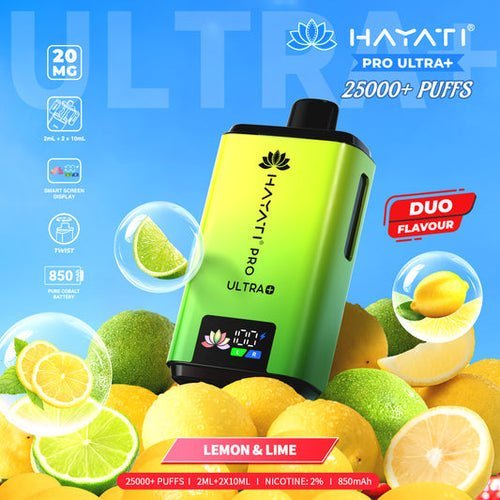 Hayati Pro Ultra Plus 25k Vape Kit Box of 5 Lemon Lime