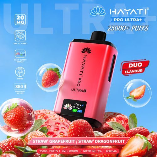 Hayati Pro Ultra Plus 25k Vape Kit Box of 5 Straw Grapefruit / Straw Dragonfruit