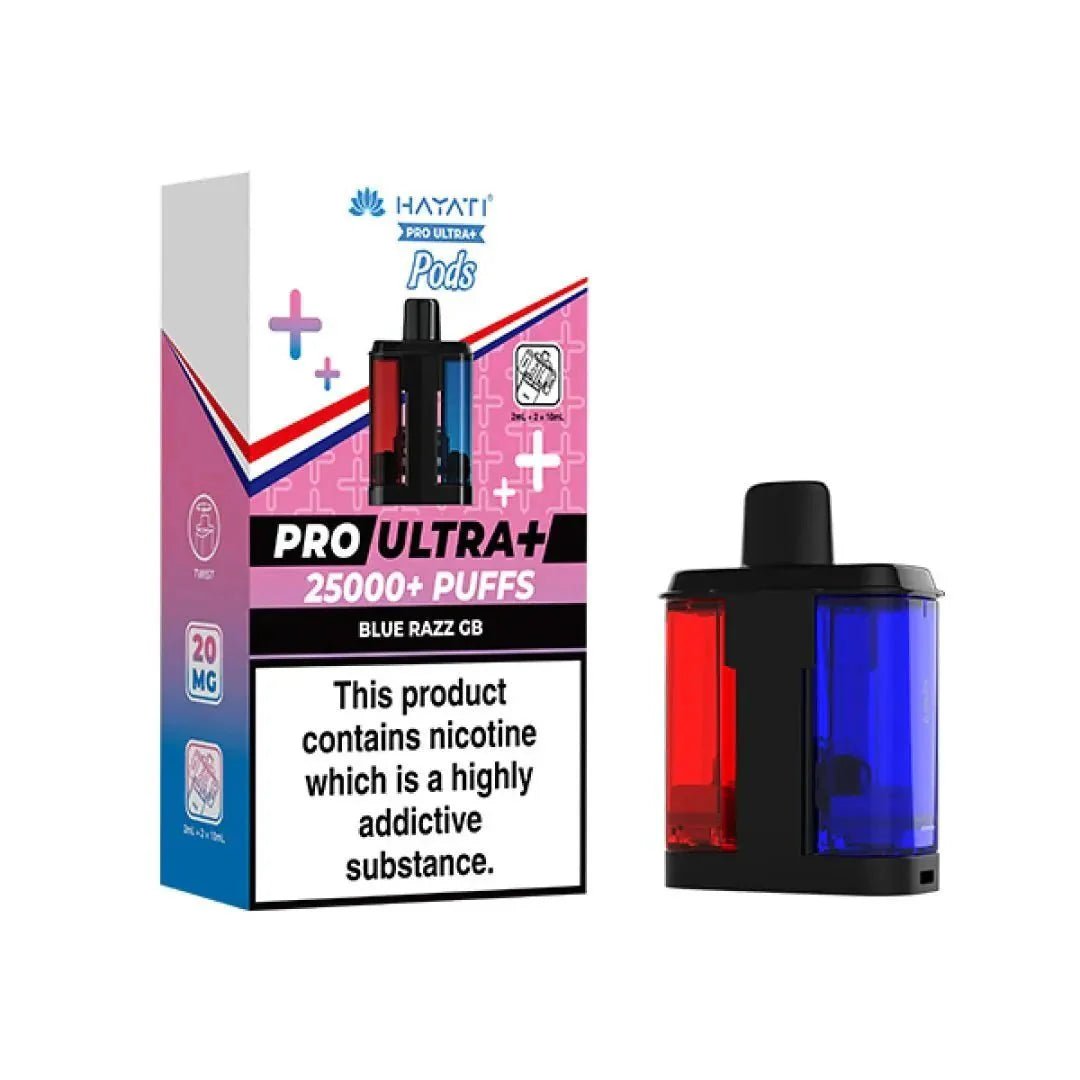Hayati Pro Ultra Plus 25k Prefilled Pods Box of 5 Blue Razz GB