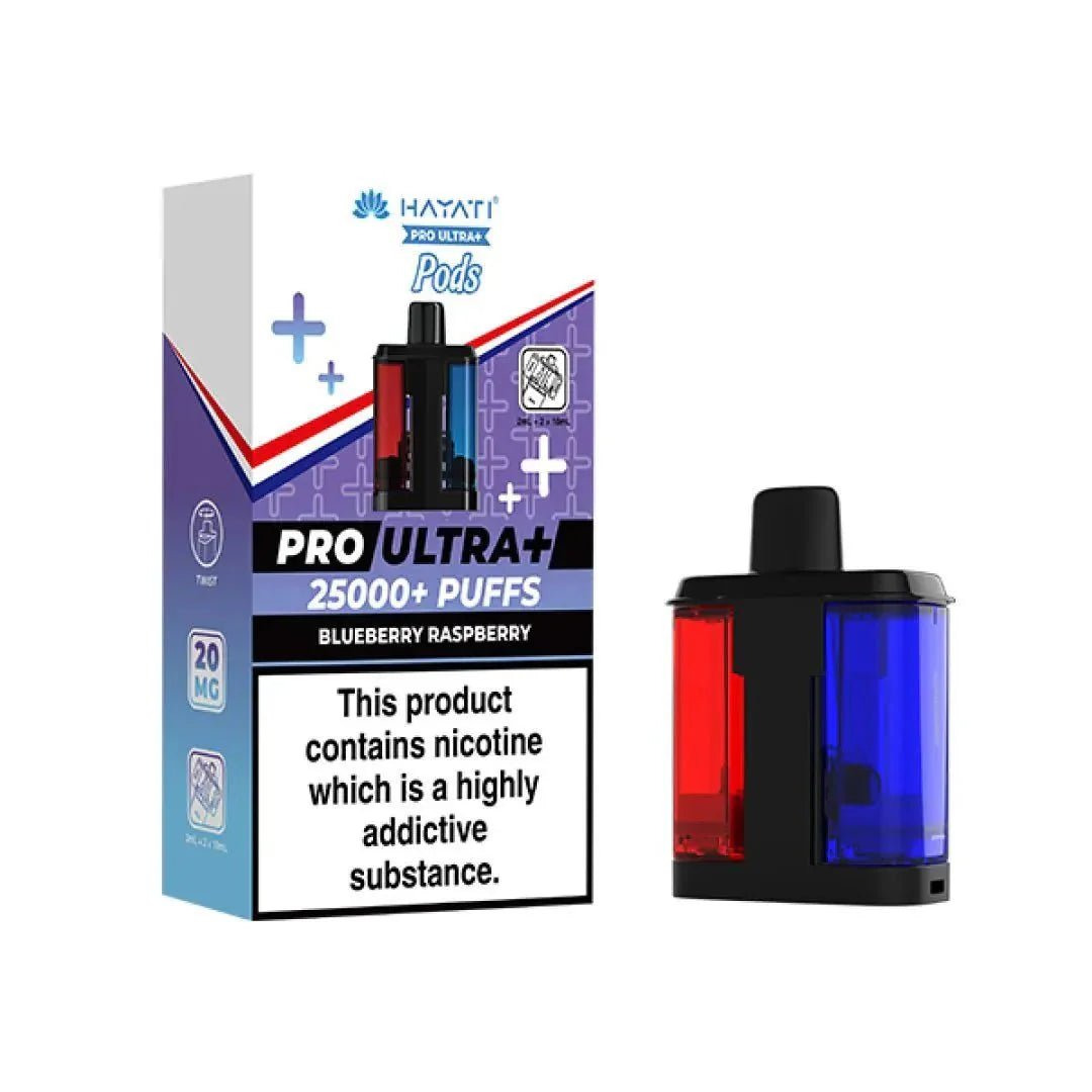 Hayati Pro Ultra Plus 25k Prefilled Pods Box of 5 Blueberry Raspberry