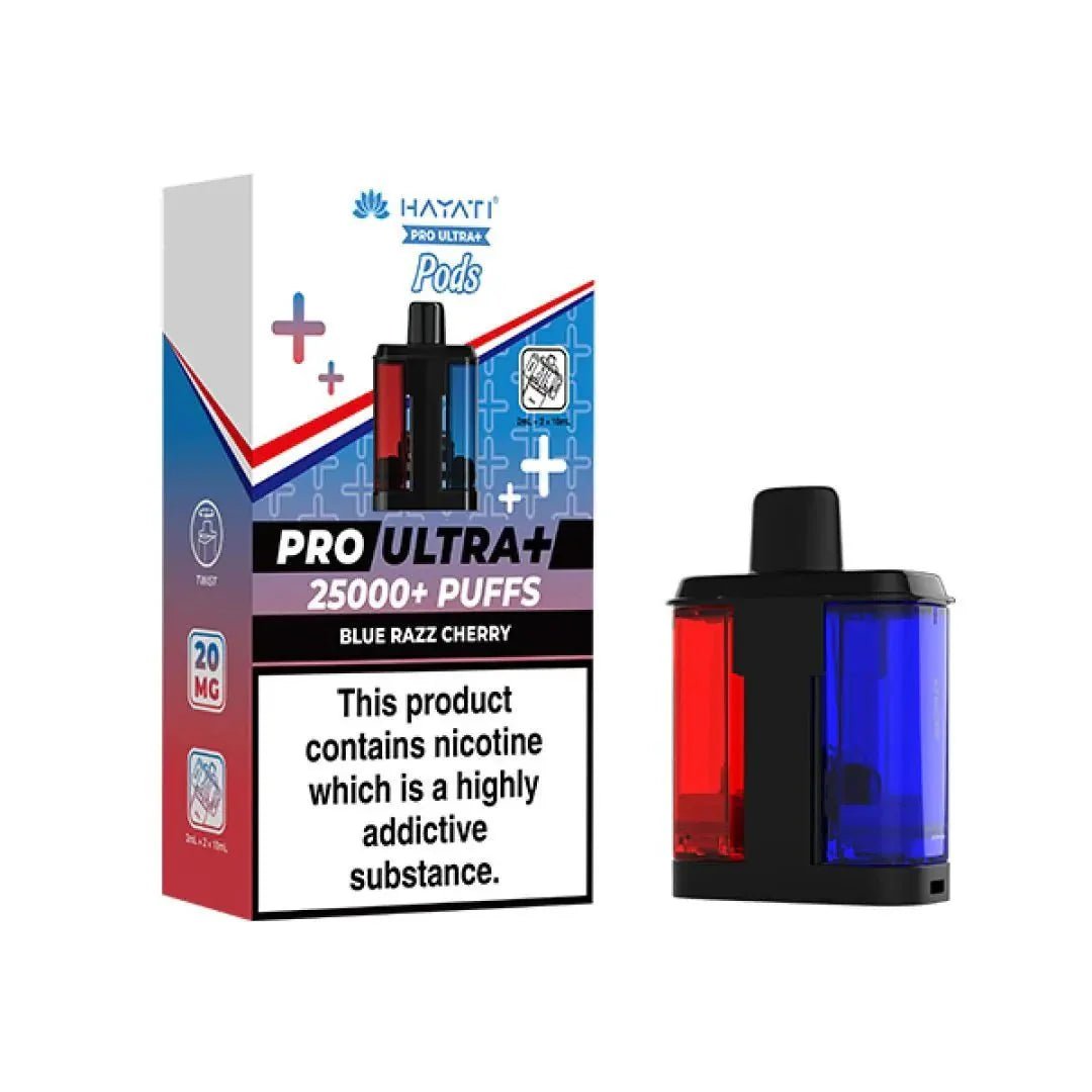 Hayati Pro Ultra Plus 25k Prefilled Pods Box of 5 Blue Razz Cherry