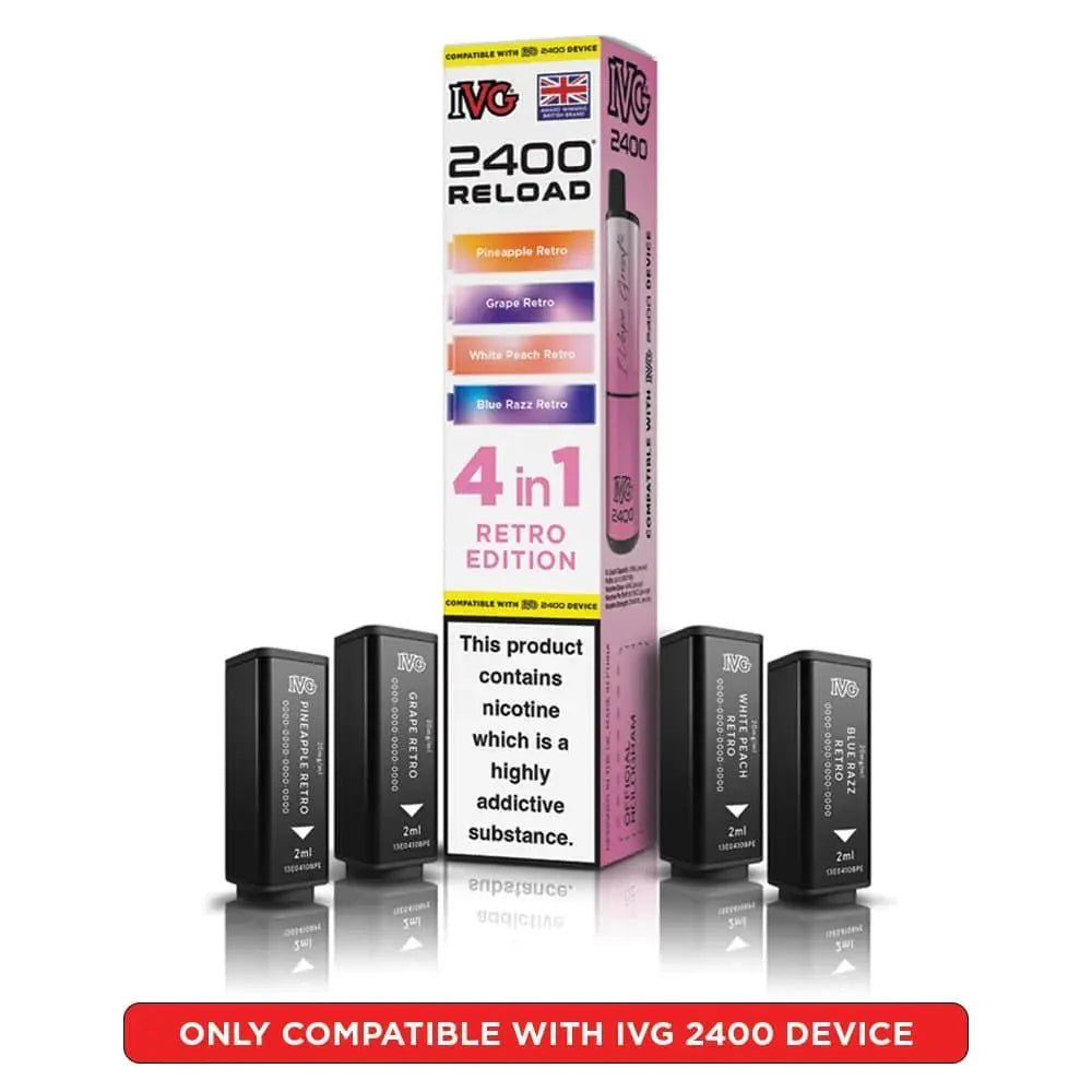 IVG 2400 Reload 4 in 1 Prefilled Pods Box of 5 Retro Edition