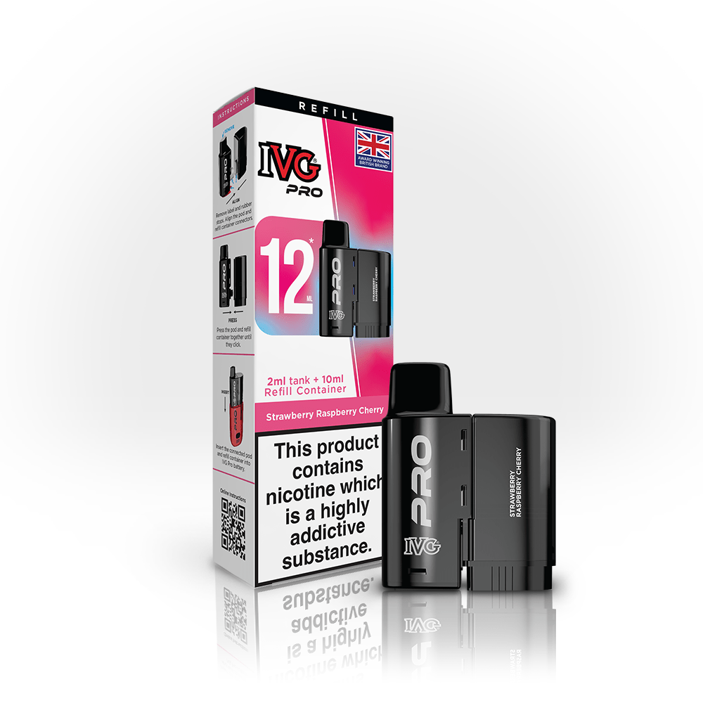 IVG Pro 12 Prefilled Vape Pods Pack of 5 Strawberry Raspberry Cherry