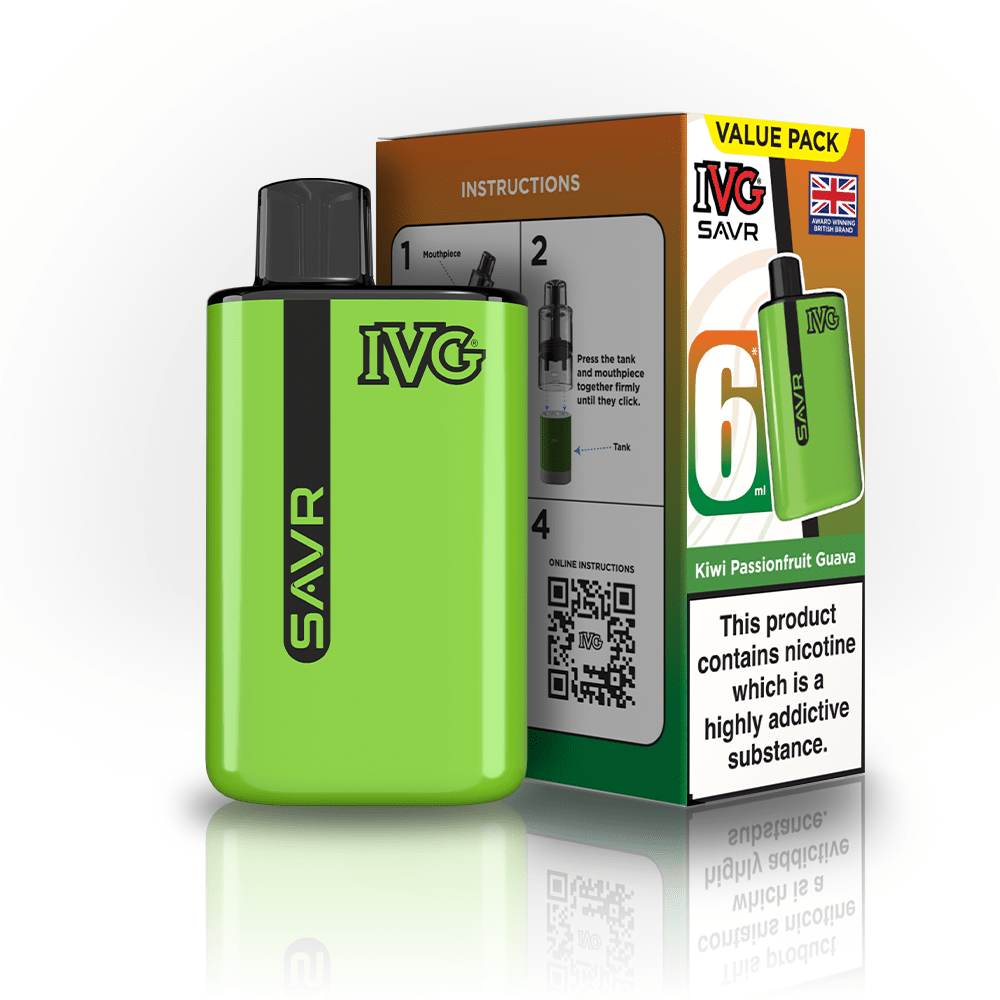 IVG SAVR 3000 Prefilled Pod Vape Box of 5 Kiwi Passionfruit Guava