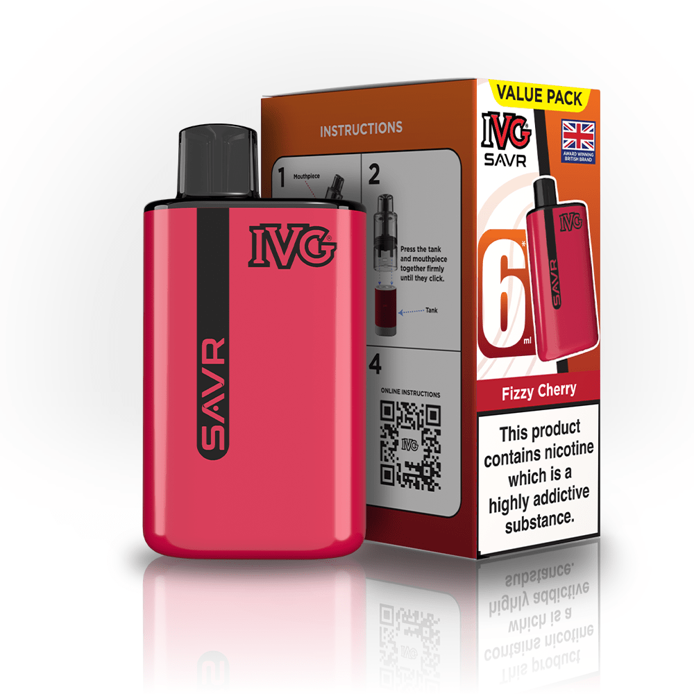 IVG SAVR 3000 Prefilled Pod Vape Box of 5 Fizzy Cherry