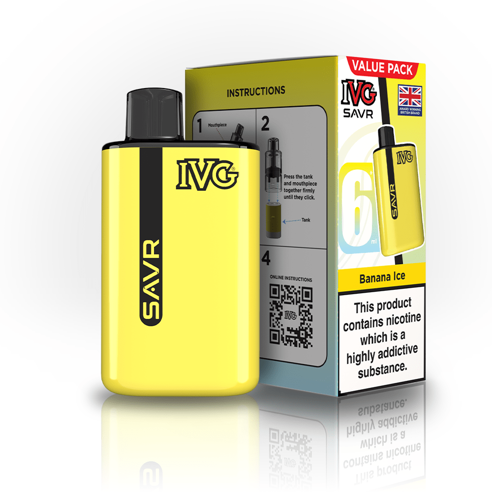 IVG SAVR 3000 Prefilled Pod Vape Box of 5 Banana Ice