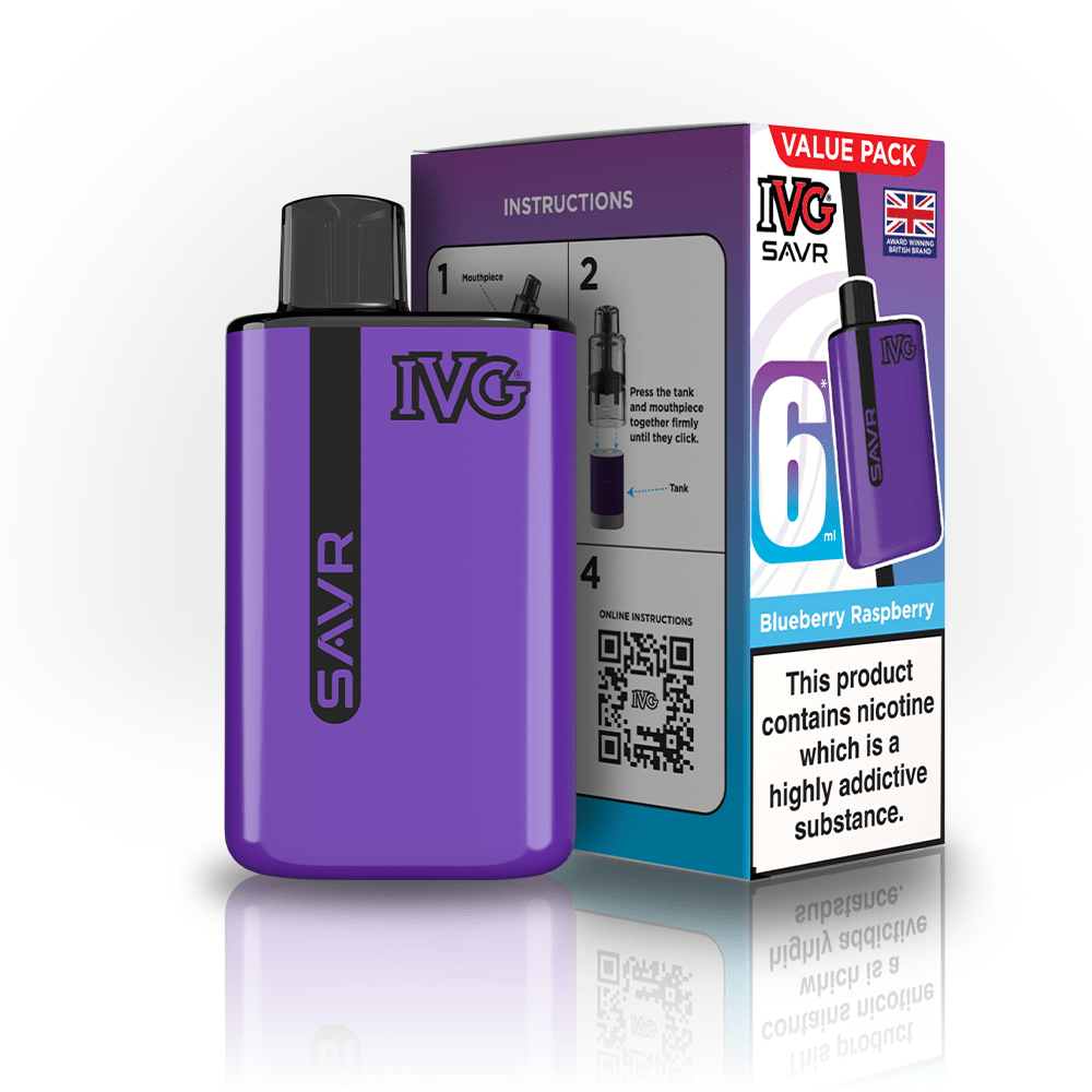 IVG SAVR 3000 Prefilled Pod Vape Box of 5 Blueberry Raspberry