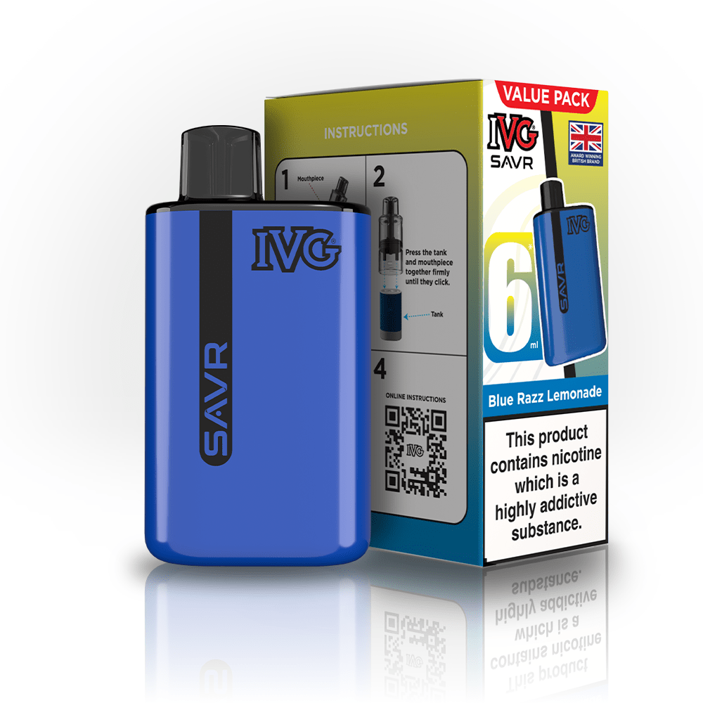 IVG SAVR 3000 Prefilled Pod Vape Box of 5 Blue Razz Lemonade