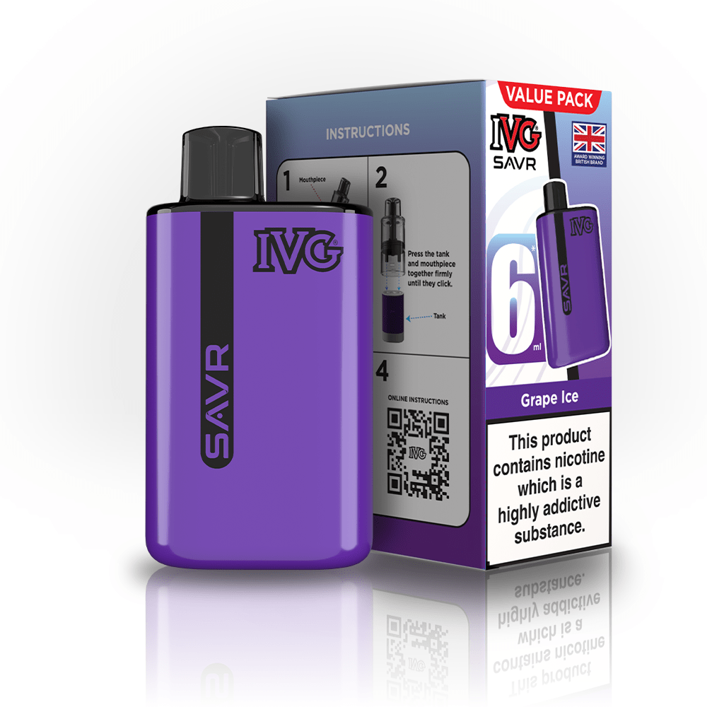 IVG SAVR 3000 Prefilled Pod Vape Box of 5 Grape Ice