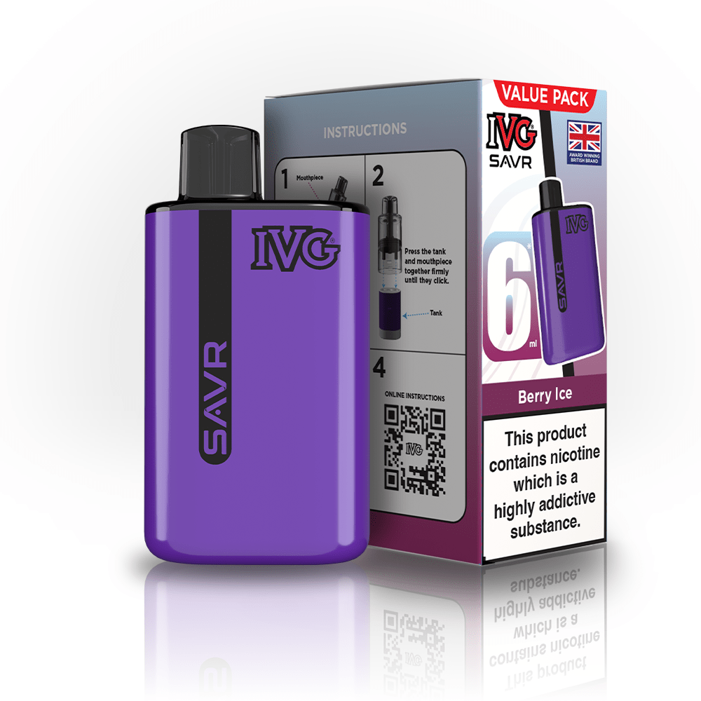 IVG SAVR 3000 Prefilled Pod Vape Box of 5 Berry Ice