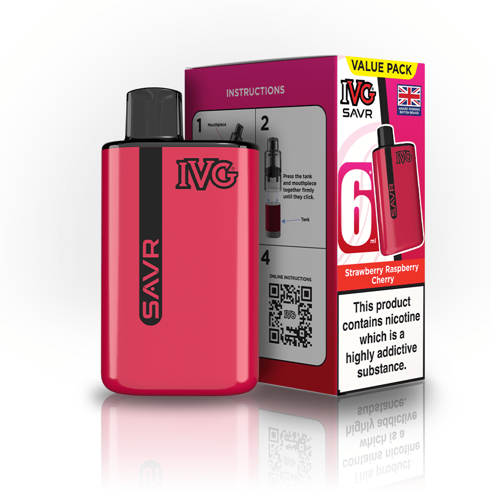 IVG SAVR 3000 Prefilled Pod Vape Box of 5 Strawberry Raspberry Cherry