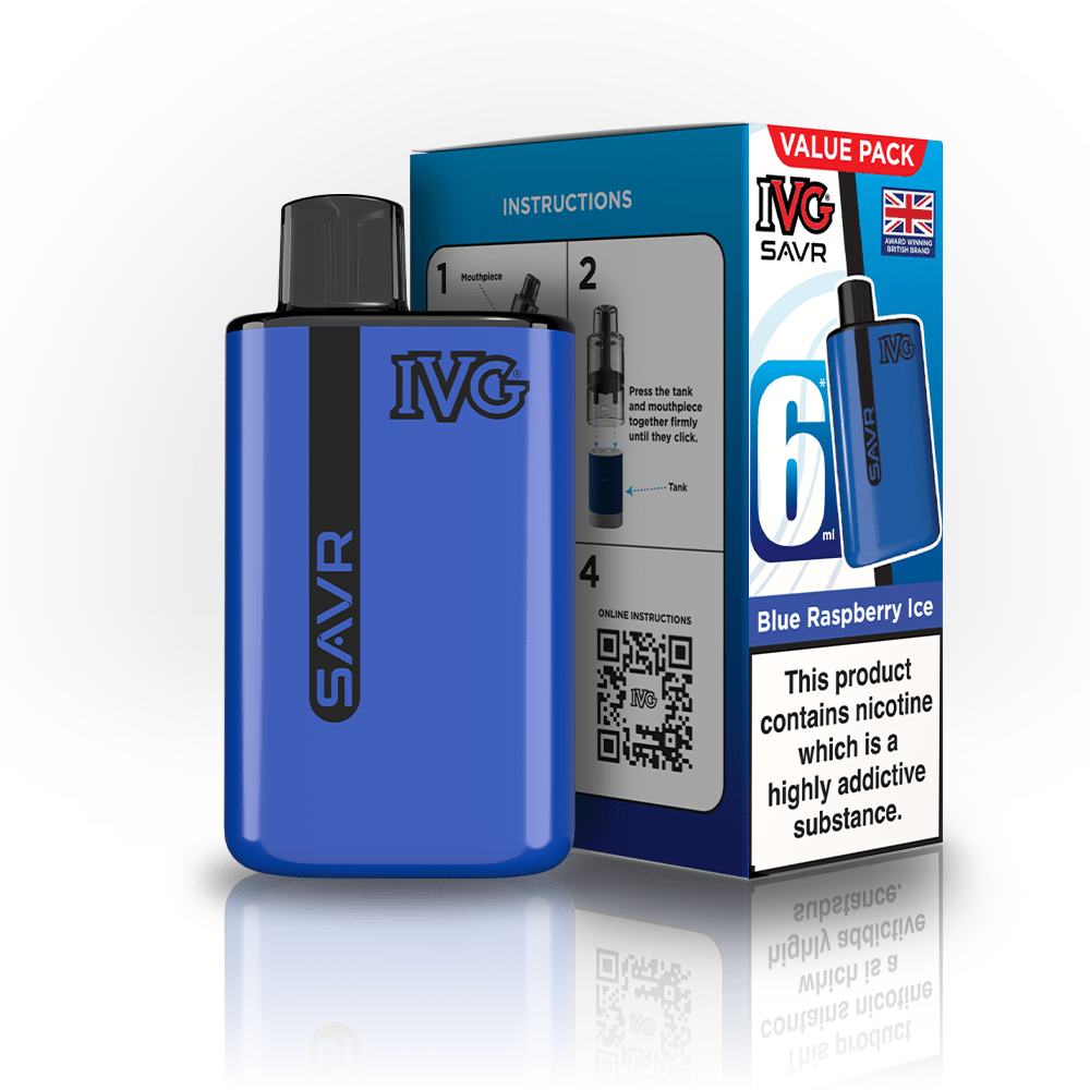 IVG SAVR 3000 Prefilled Pod Vape Box of 5 Blue Raspberry Ice