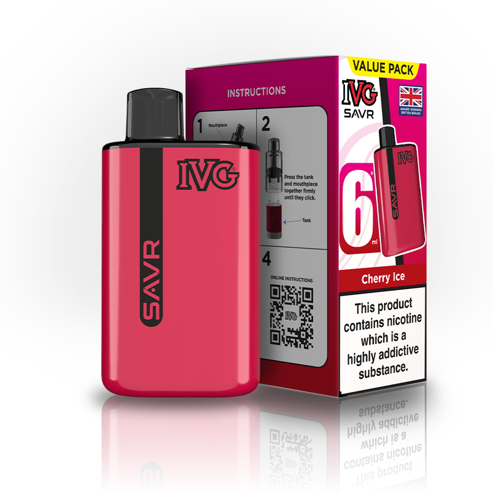 IVG SAVR 3000 Prefilled Pod Vape Box of 5 Cherry Ice