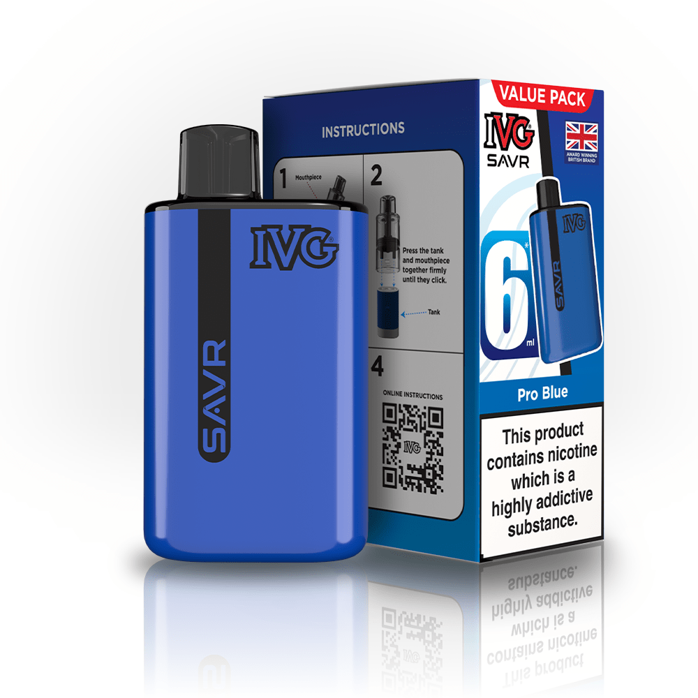 IVG SAVR 3000 Prefilled Pod Vape Box of 5 Pro Blue