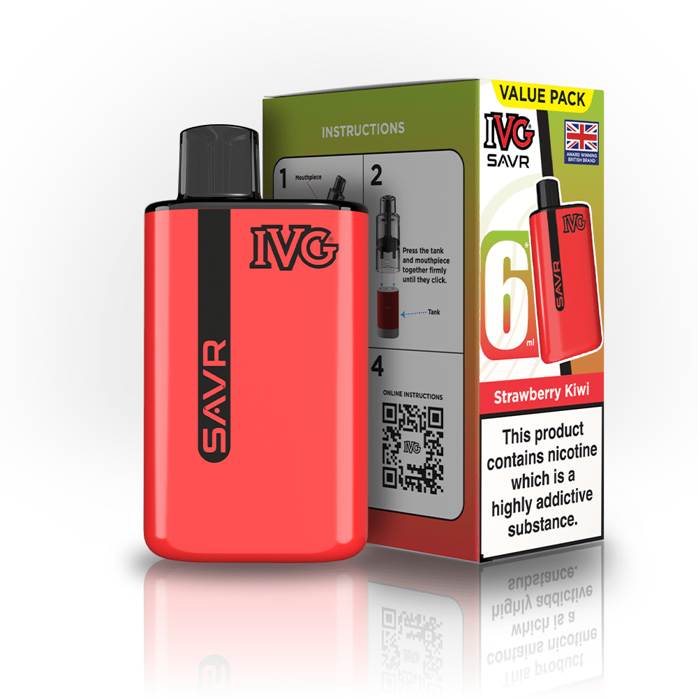 IVG SAVR 3000 Prefilled Pod Vape Box of 5 Strawberry Kiwi