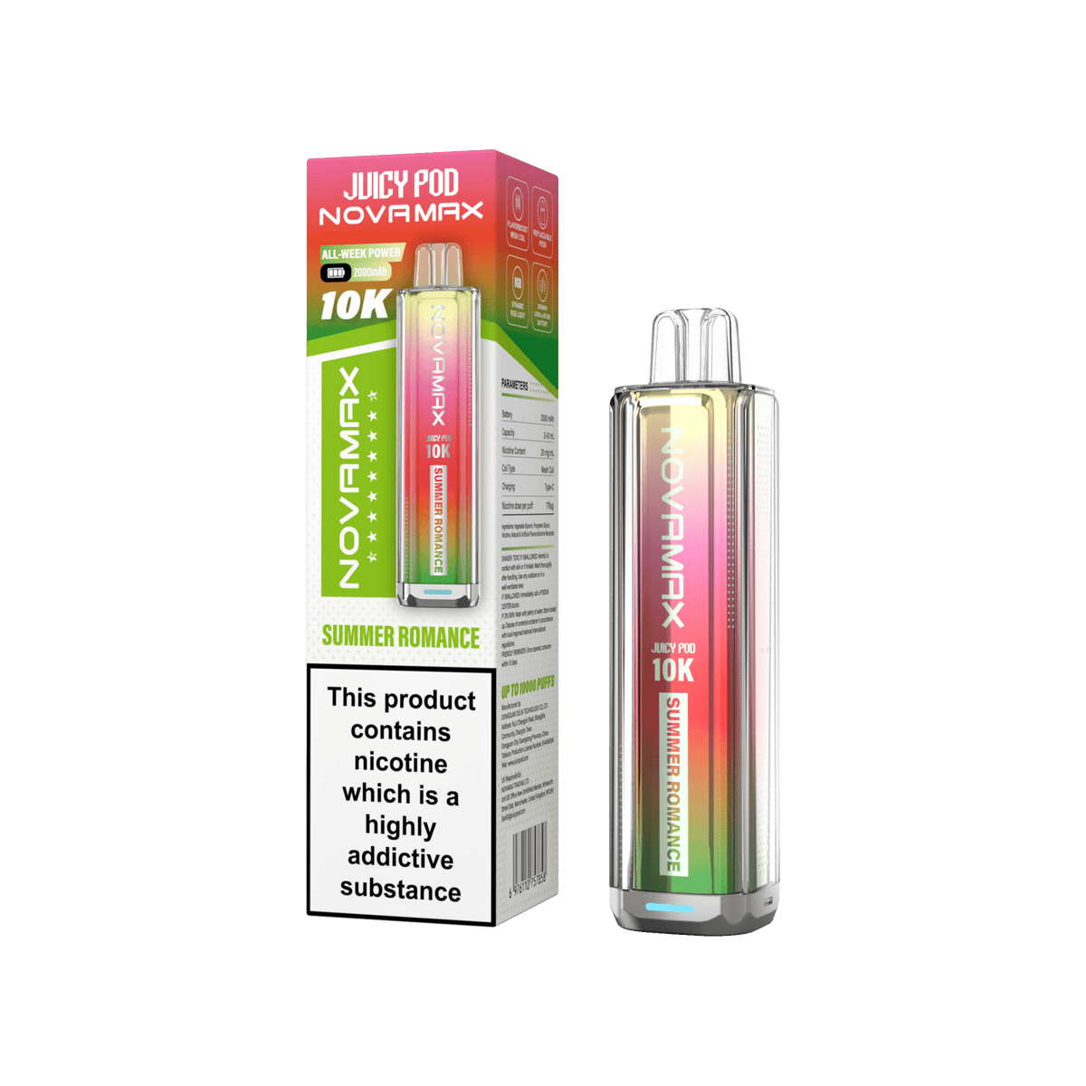 Juicy Pod Novamax 10k Prefilled Pod Vape Kit - Pack of 5 Summer Romance