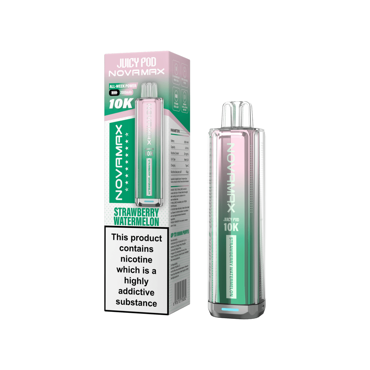 Juicy Pod Novamax 10k Prefilled Pod Vape Kit - Pack of 5 Strawberry Watermelon