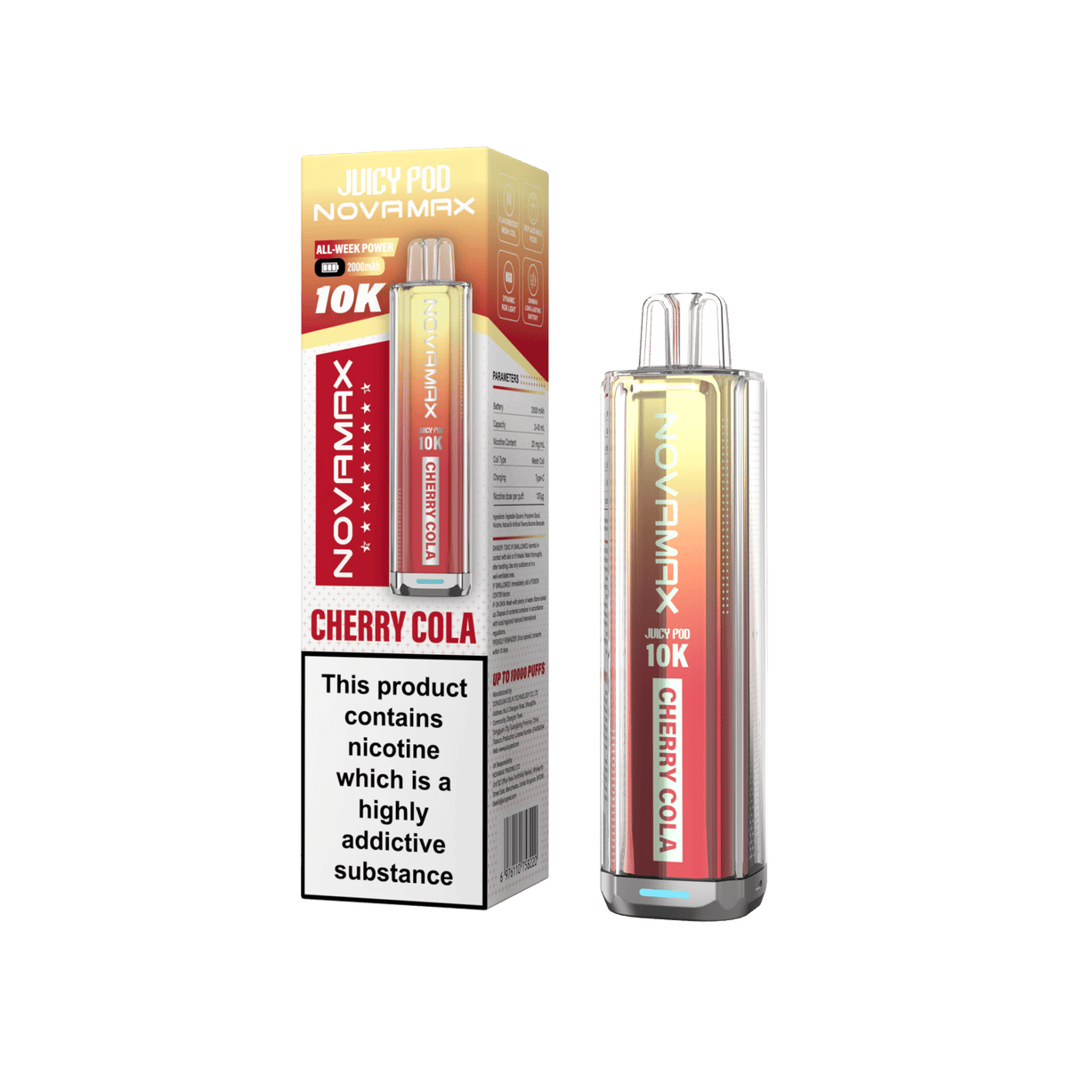 Juicy Pod Novamax 10k Prefilled Pod Vape Kit - Pack of 5 Cherry Cola