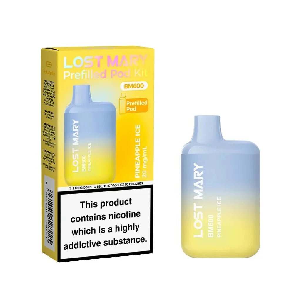 Lost Mary BM600 Prefilled Pod Vape Kit - Box of 10 Pineapple Ice