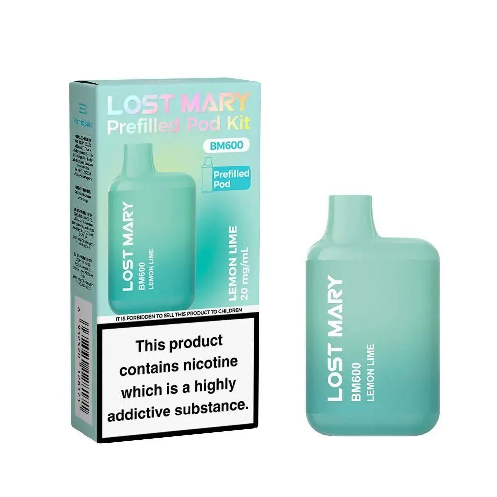 Lost Mary BM600 Prefilled Pod Vape Kit - Box of 10 Lemon Lime