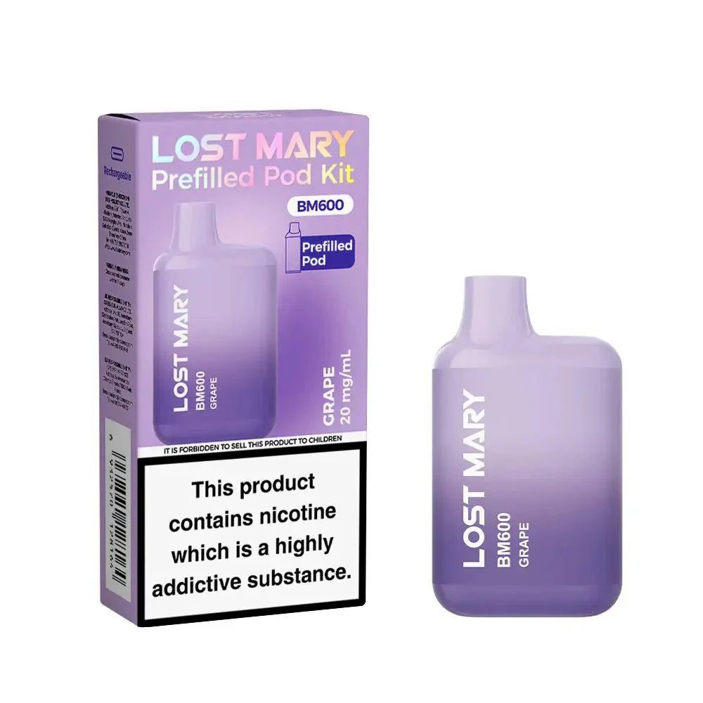 Lost Mary BM600 Prefilled Pod Vape Kit - Box of 10 Grape