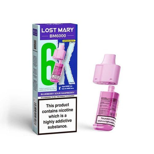 Lost Mary BM6000 Prefilled Pods Pack of 5 Blueberry Sour Rsapberry