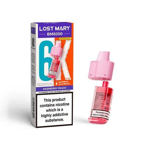 Lost Mary BM6000 Prefilled Pods Pack of 5 Raspberry Peach