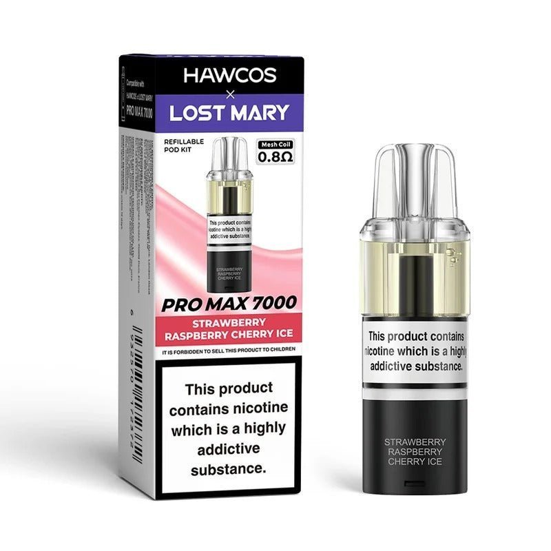 Lost Mary x Hawcos Pro Max 7000 Replacement Pods Pack of 5 Strawberry Raspberry Cherry Ice