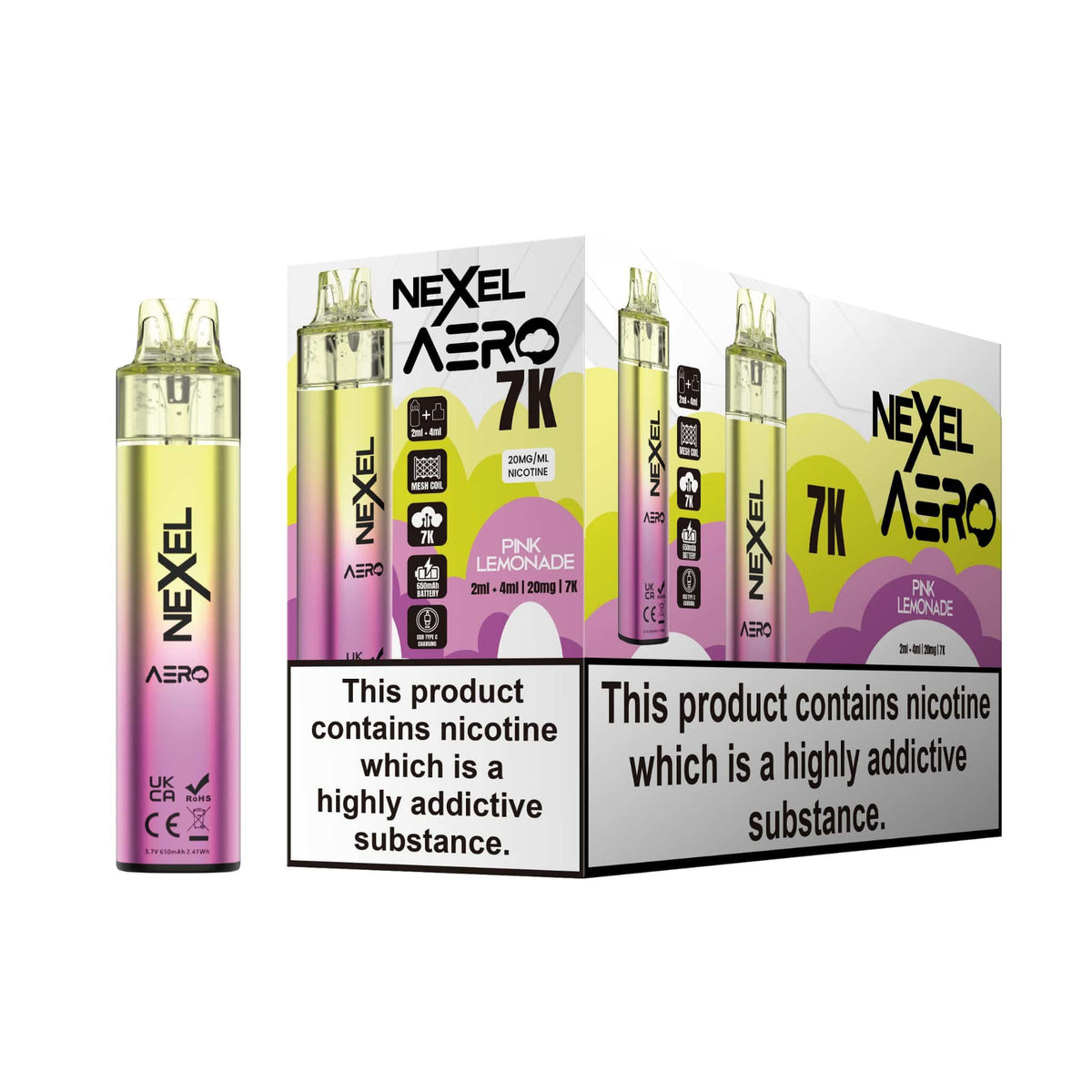 Nexel Aero 7k Prefilled Pod Vape Kit (BOX OF 5) Pink Lemonade