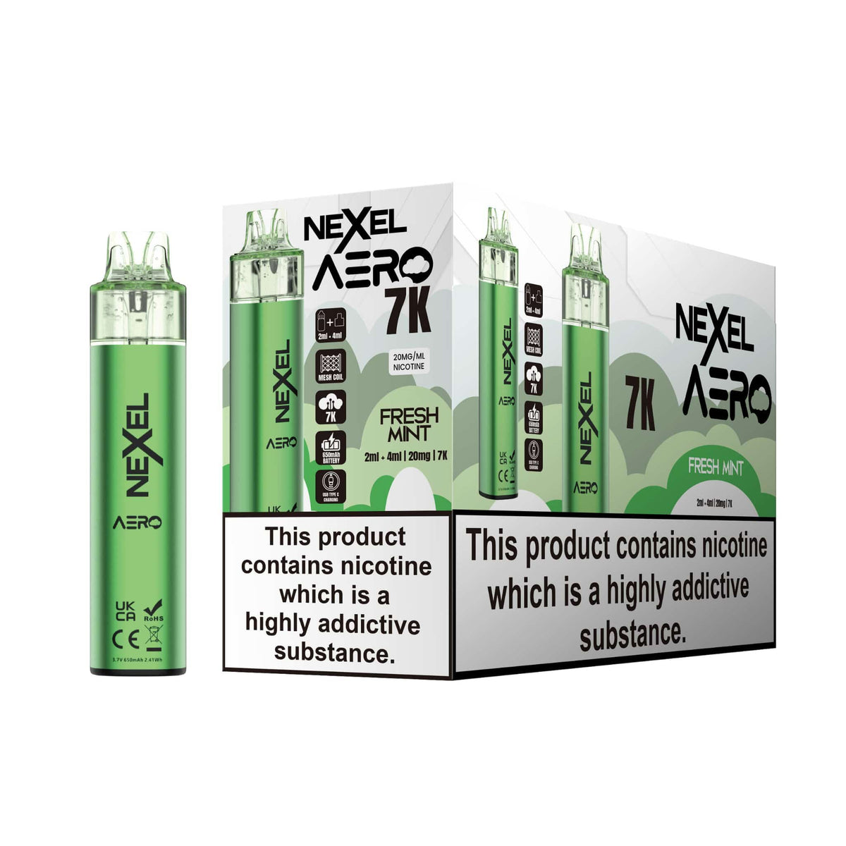 Nexel Aero 7k Prefilled Pod Vape Kit (BOX OF 5) Fresh Mint