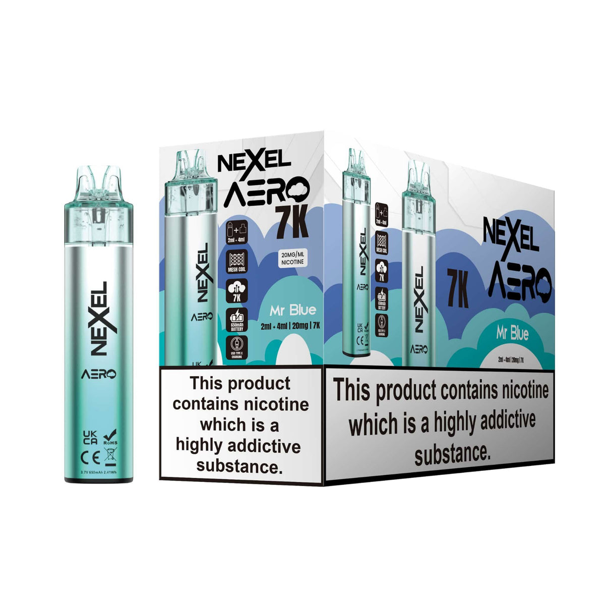 Nexel Aero 7k Prefilled Pod Vape Kit (BOX OF 5) Mr Blue