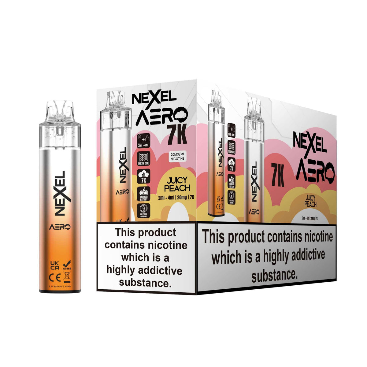 Nexel Aero 7k Prefilled Pod Vape Kit (BOX OF 5) Juicy Peach