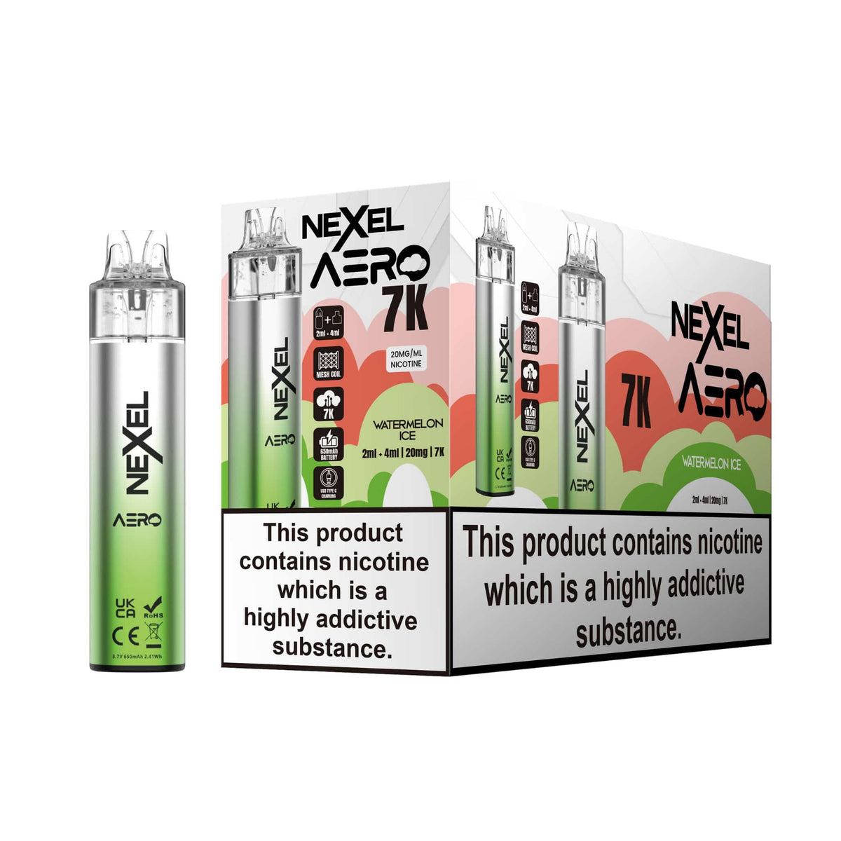 Nexel Aero 7k Prefilled Pod Vape Kit (BOX OF 5) Watermelon Ice