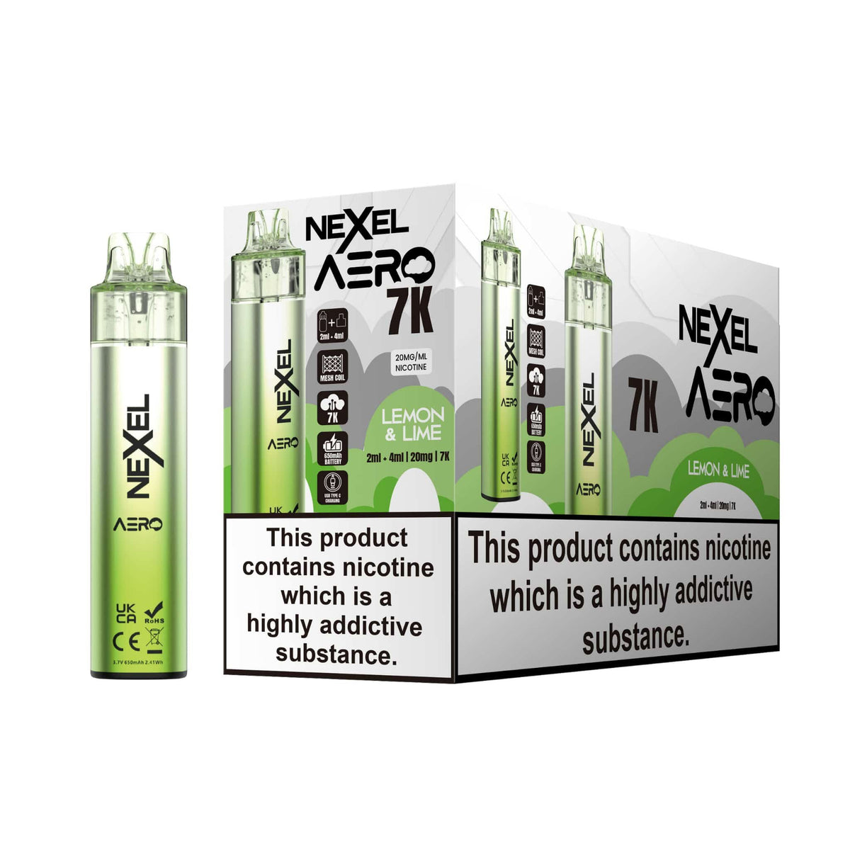 Nexel Aero 7k Prefilled Pod Vape Kit (BOX OF 5) Lemon Lime