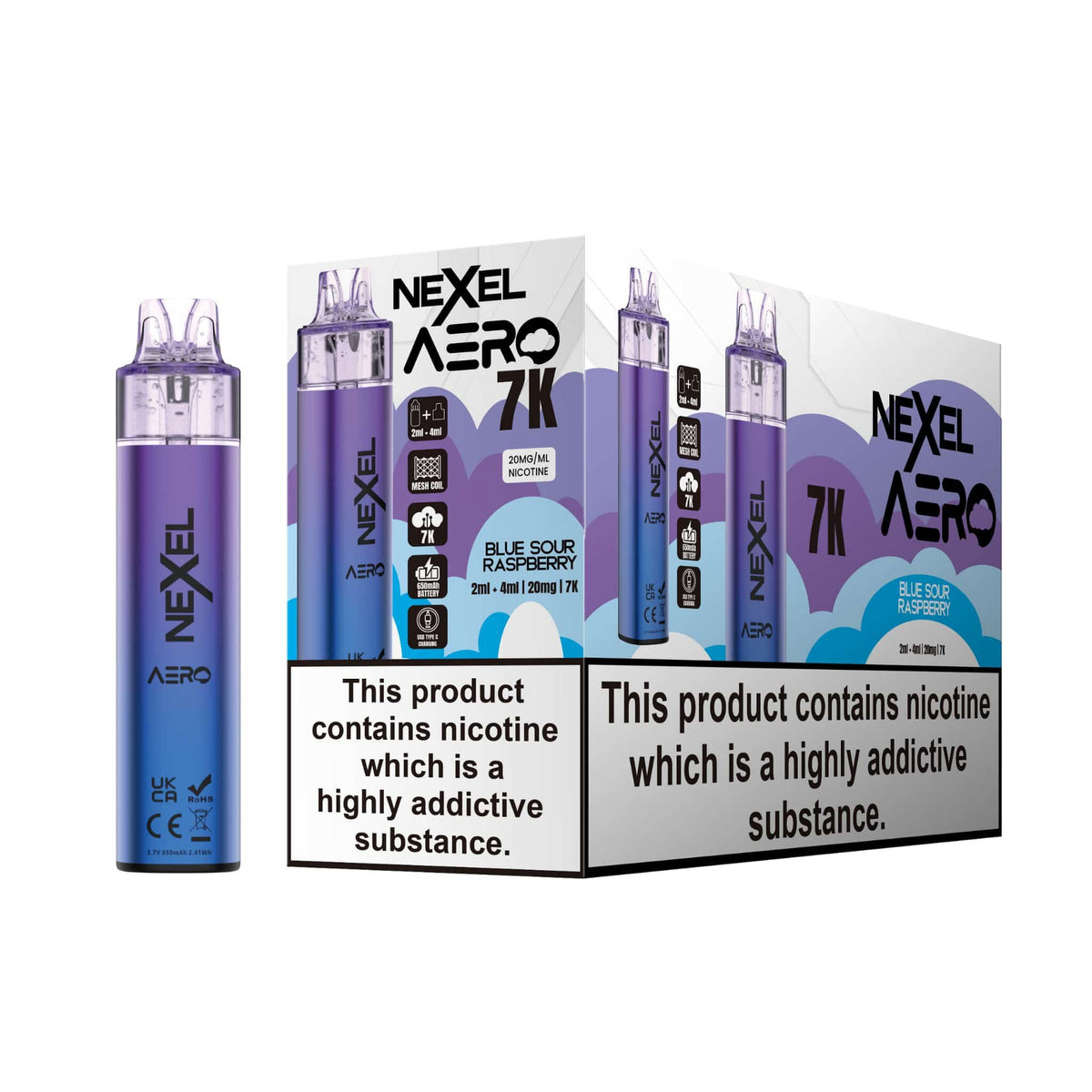 Nexel Aero 7k Prefilled Pod Vape Kit (BOX OF 5) Blue Sour Raspberry