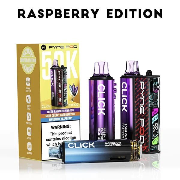 Pyne Pod Click 50k Prefilled Pod Vape Kit Box of 5 Raspberry Edition