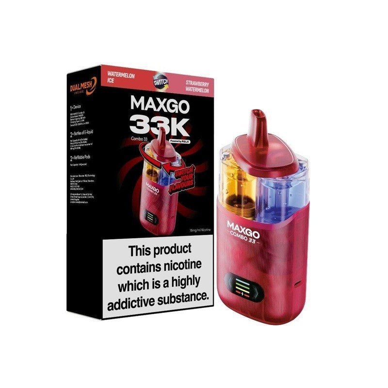 Relx Maxgo 33k Prefilled Pod Vape Kit - Pack of 3 Chery Blast + Blueberry Cherry Cranberry
