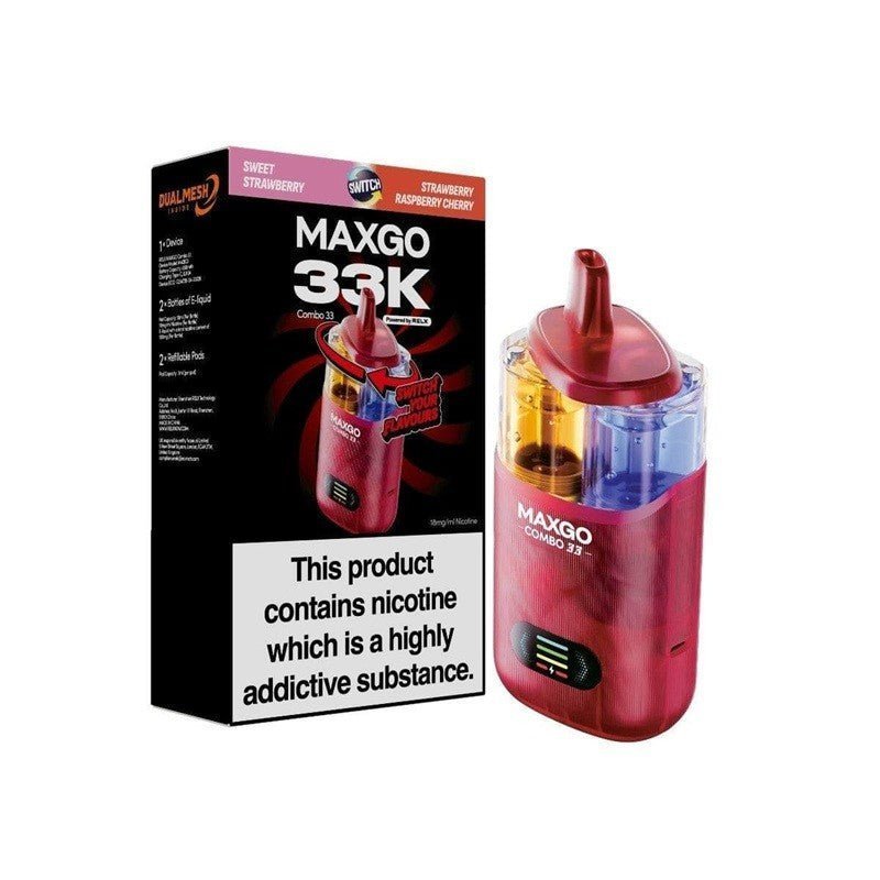 Relx Maxgo 33k Prefilled Pod Vape Kit - Pack of 3 Chery Blast + Blueberry Cherry Cranberry