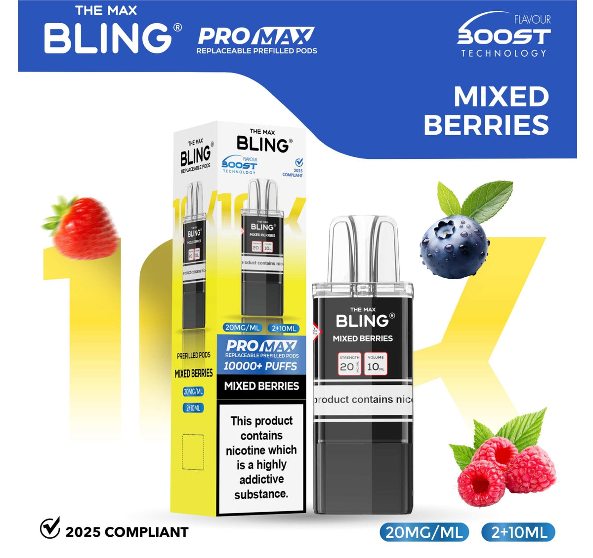 The Bling 10k Pro Max Replacement Pods (BOX OF 5) Mixed Berries