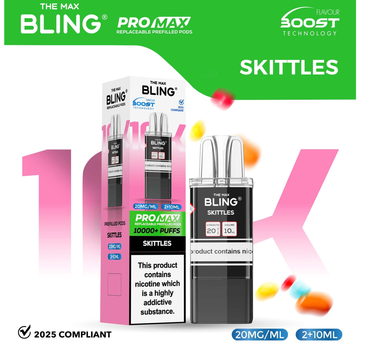 The Bling 10k Pro Max Replacement Pods (BOX OF 5) Skittles