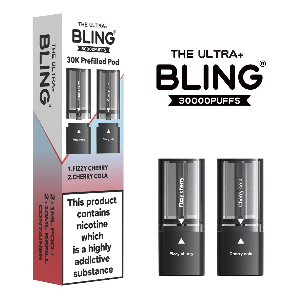 The Bling Ultra Plus 30k Replacement Pods Pack of 5 Fizzy Cherry/Cherry Cola