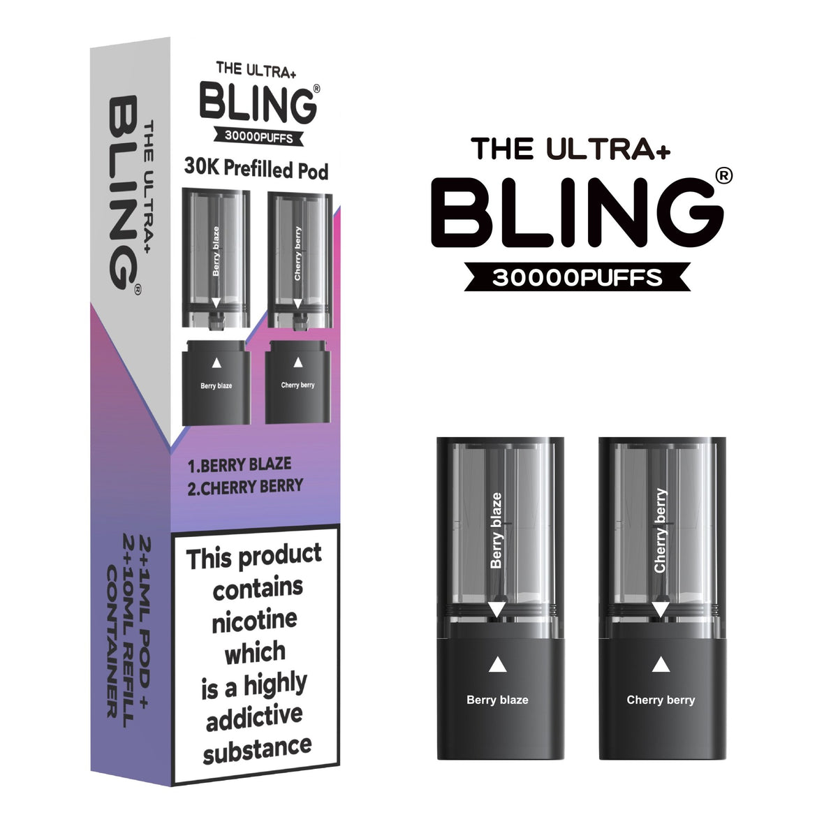 The Bling Ultra Plus 30k Replacement Pods Pack of 5 Berry Blaze/Cherry Berry
