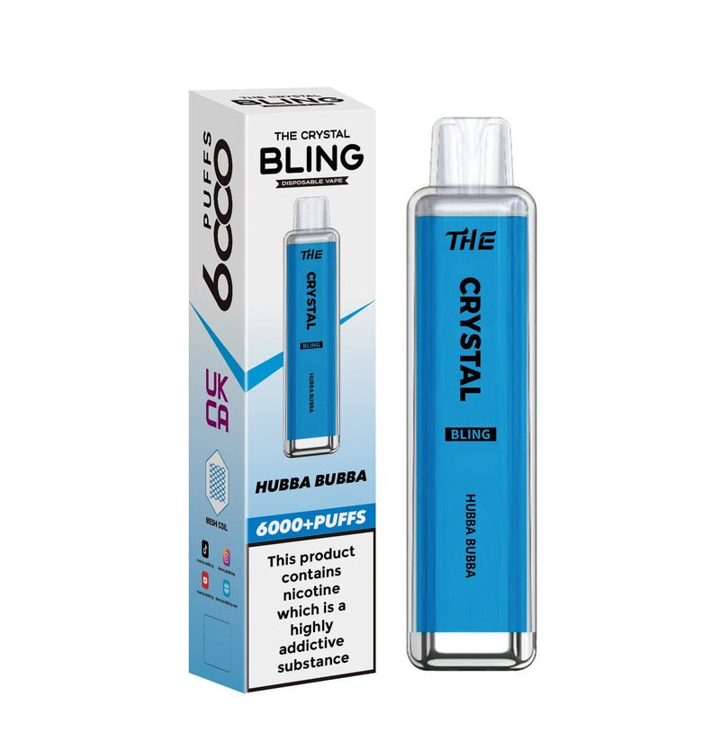 The Crystal Bling 6000 Prefilled Pod Vape - Box of 10 Hubba Bubba ( £34.99 )